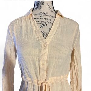 Anthropology HD In Paris Beige Tie Waist Shirt Dress